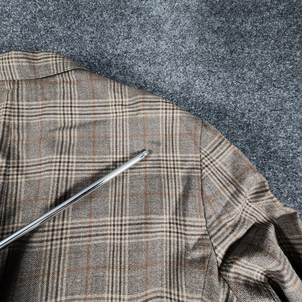 Joseph Abboud Sport Coat Mens 46R Brown Glen Plaid 2-Button Blazer Jacket